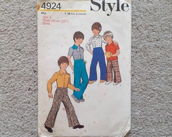 Style No 4924 Vintage Boys Pattern trousers Shirt 1974 Sz 3