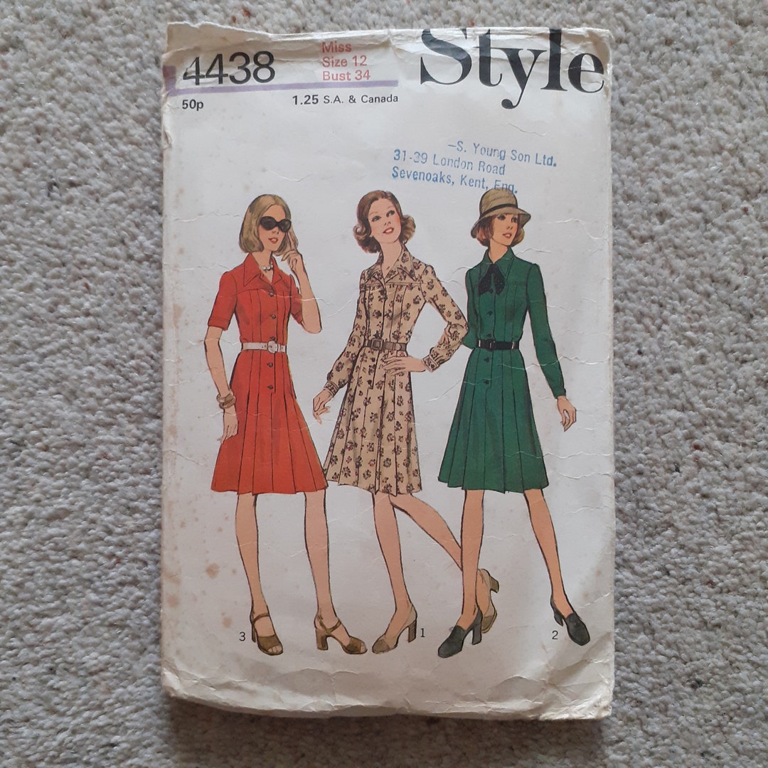 Style No 4438 Vintage Dress Pattern 1973 Sz 12 - Etsy