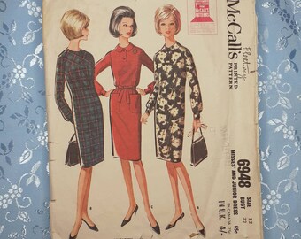 McCall's No 6948 Vintage Dress Fleetway Pattern 1963 Sz 12