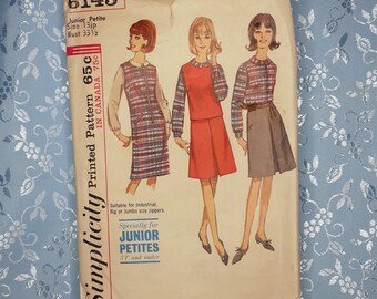 Simplicity No 6143 Vintage Bouse Skirt Top Jumper Pattern 1965 Junior 13