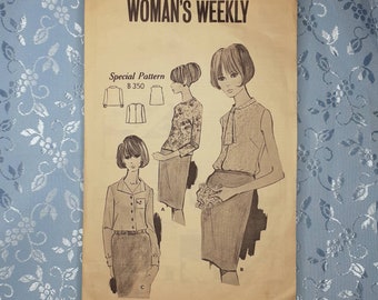 Woman's Weekly No B350 Vintage Blouse Pattern 1960s Sz 34