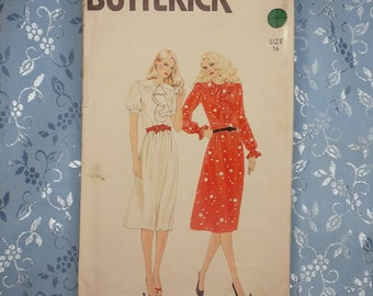 Butterick No 3354 Vintage Dress Pattern 1980s Sz 16 UK