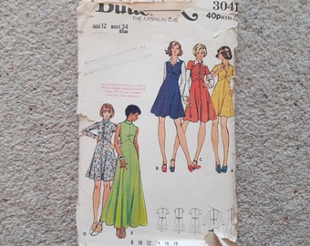 Butterick No 3041 Vintage Dress Jumper Pattern 1973 Sz 12