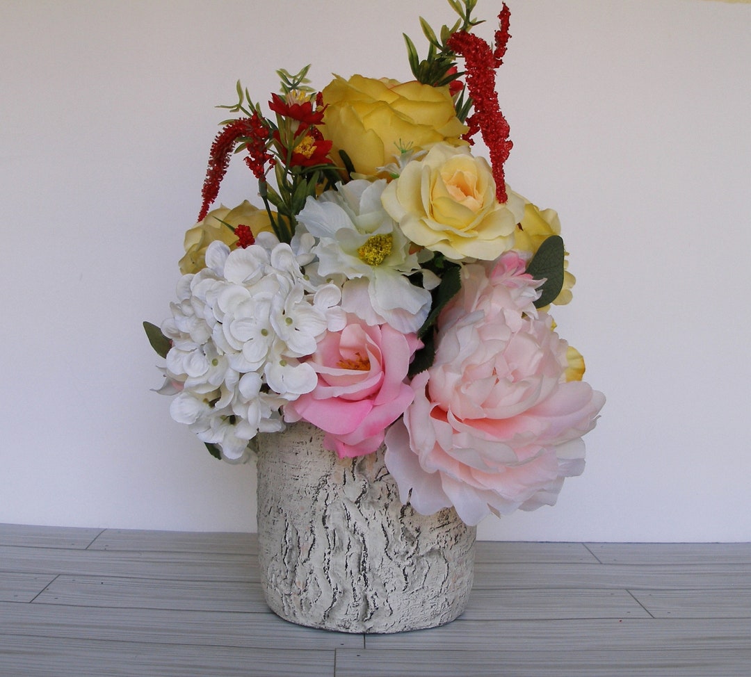 Silk Yellow Roses Artificial Floral Arrangement Gift for Etsy