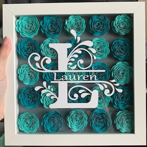 Personalized Paper Flower Shadow Box /home Décor /monogram Keepsake - Etsy