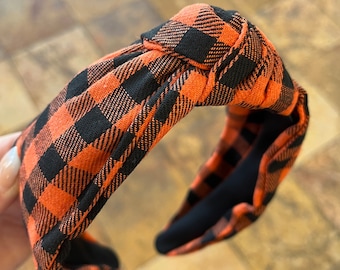 Orange Plaid Headband