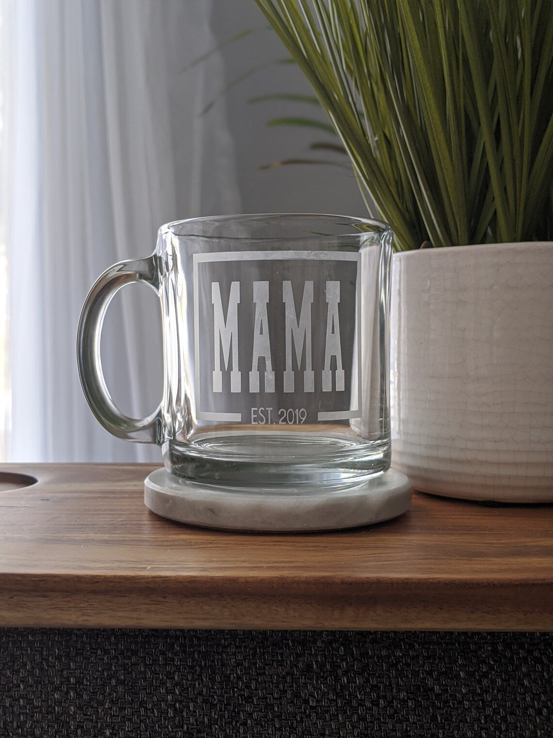 Personalized Glass Coffee Mug Etched Glass Etsy