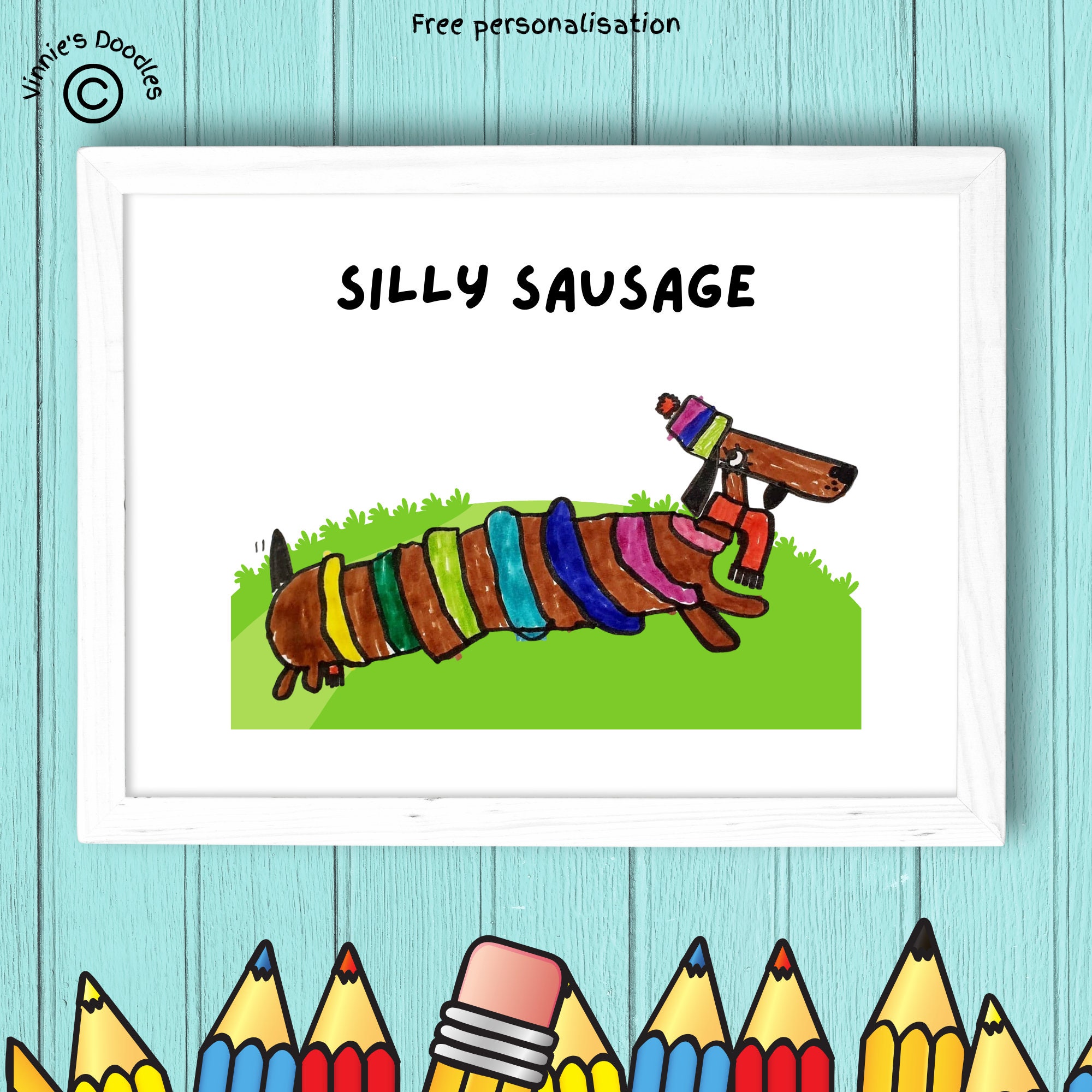Sausage Dog Print. Choice of sizes. For all loved ones. Text Etsy
