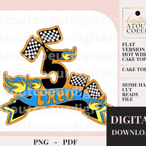 Hot Wheel Cake Topper / Cupcake Topper / Archivos DIGITALES / Imprimir y cortar / No físico / decoraciones de fiesta de productos / cumpleaños / azul claro