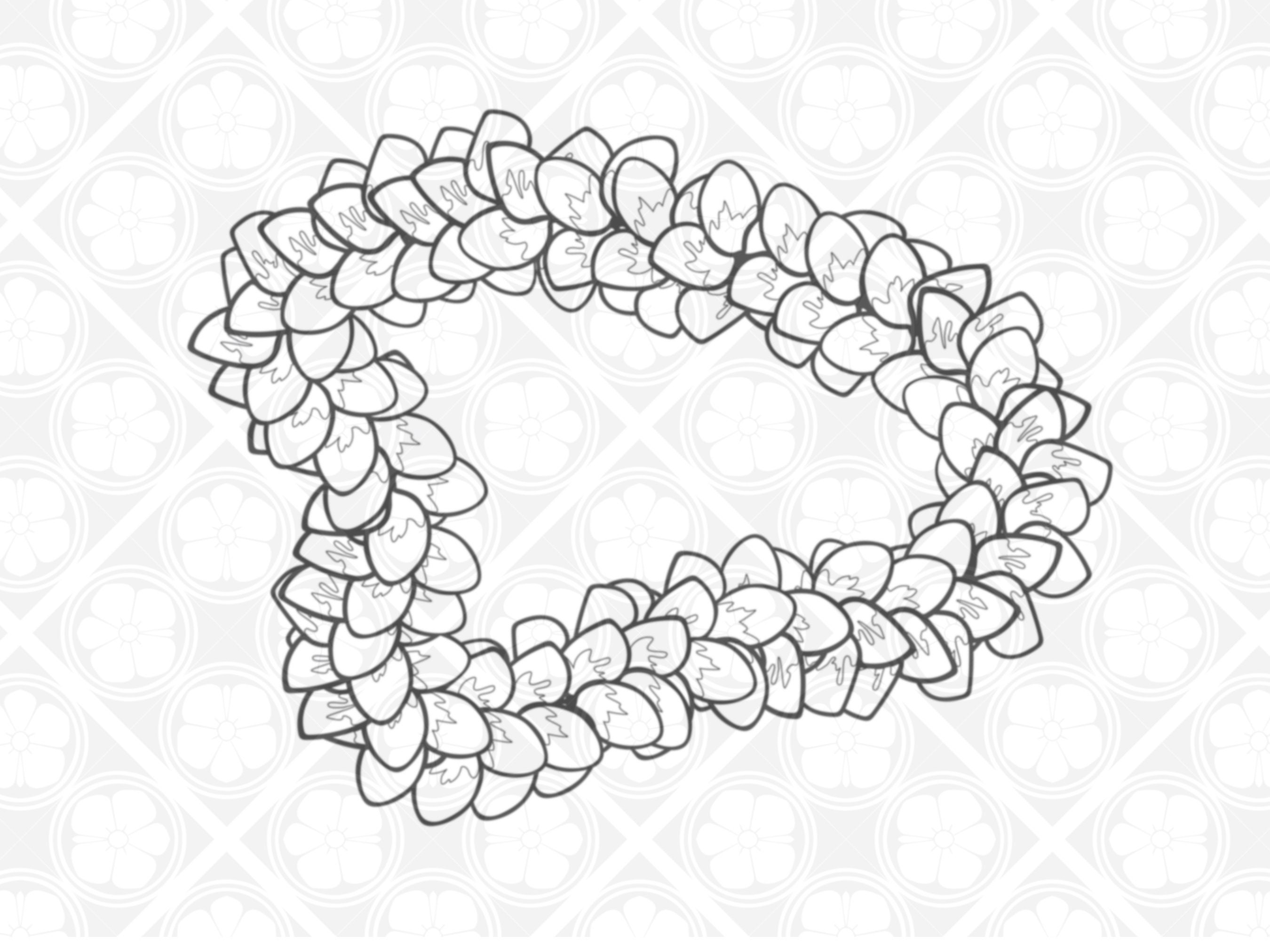 plumeria-hawaiian-flower-lei-digital-stamp-stencil-template-etsy