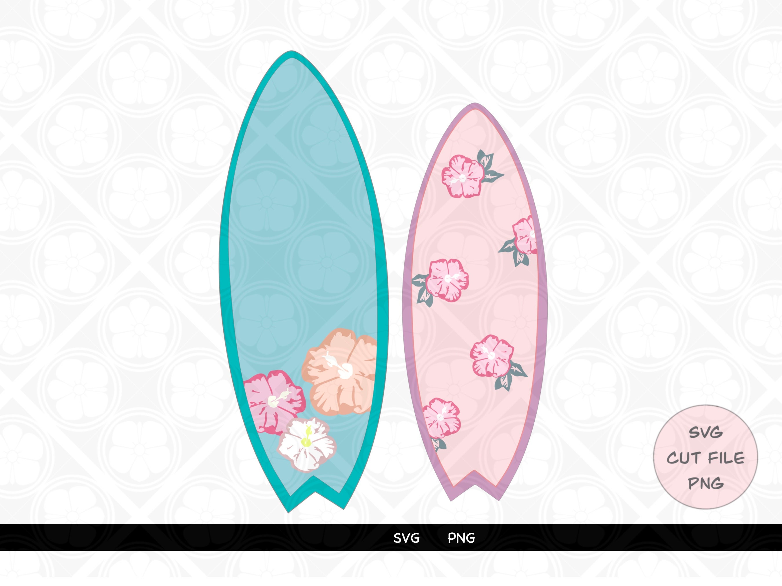 Surfboard With Hibiscus SVG Cut File PNG Clipart Hawaii Etsy Hong Kong