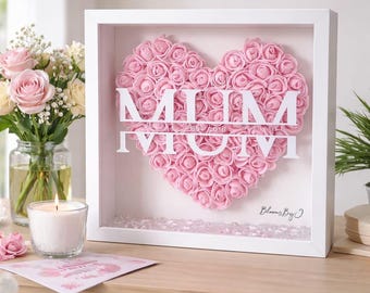 Regalo del día de la madre, regalo del día de la madre, regalo para ella, regalos personalizados, marco de rosa de corazón, marco personalizado, regalo de cumpleaños, marco de corazón.