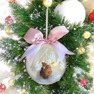 Personalised Baubles, Personalized Christmas Decorations, Christmas Baubles, Christmas Gifts, personalized Christmas Gifts, floral baubles Reindeer