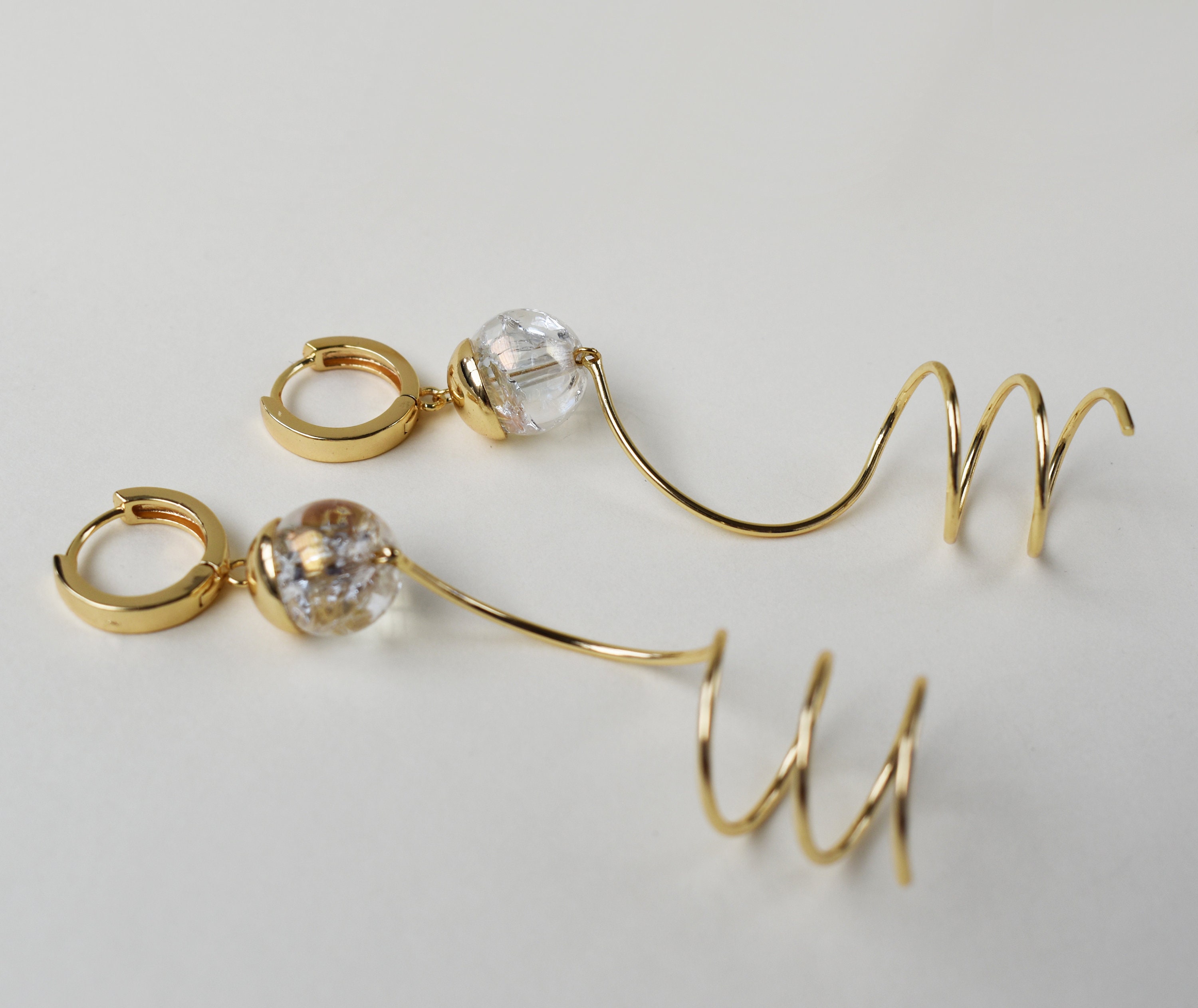 Unusual quirky earrings dangle gold twisted swirl earrings Etsy