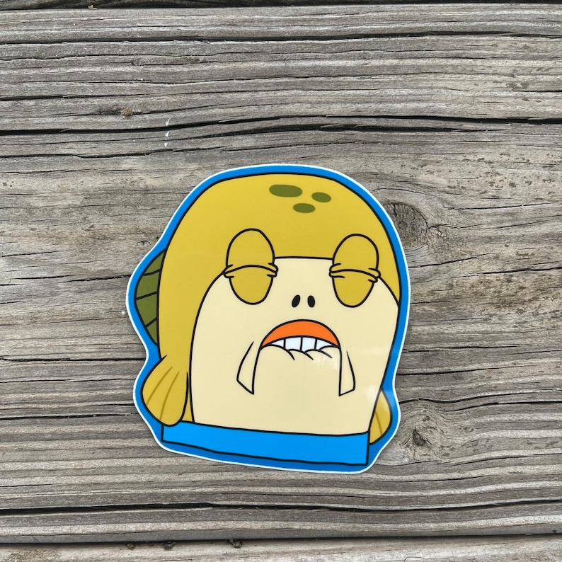 Spongebob Meme Sticker Lip Bitting Fish Meme Sticker Etsy