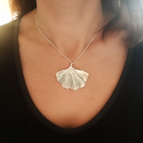 Large Ginkgo Leaf Pendant Necklace, Ginkgo Jewellery