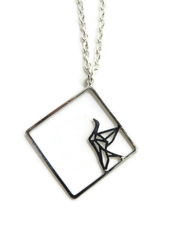 Stylized Origami Crane Necklace Paper Crane Jewellery Etsy