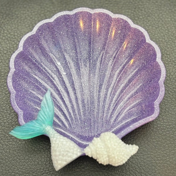 Seashell Ring Dish Beach House Decor Ocean Lover Gifts Purple Resin Shell Jewelry Dish Beach Lover Boardwalk Gifts Ocean Mermaid Home Decor