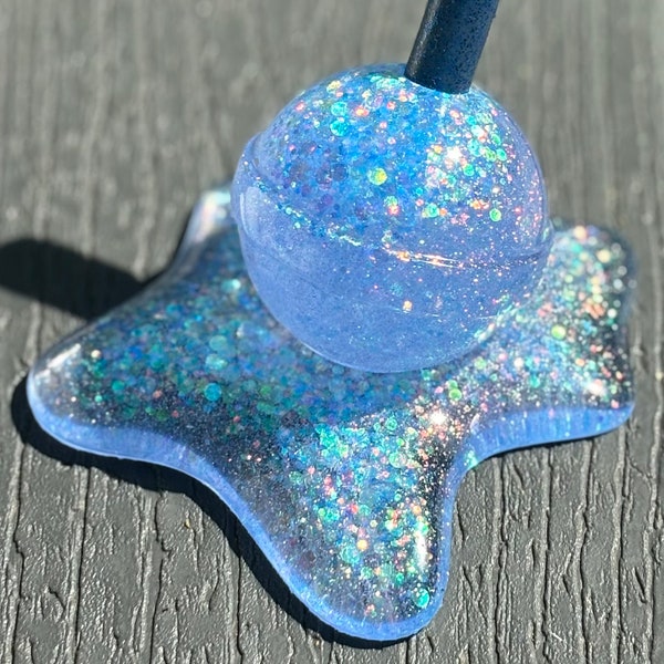 Blue Blowpop Resin Melted Lollipop Art Glitter Candy Ring Holder Bedroom Nightstand Decor Novelty Gifts Sweet Candy Pop Art Sculpture