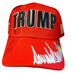 Rot Bestickter Donald Trump Hut. Klasse 45/47 100% Baumwolle MAGA New Trump Signature