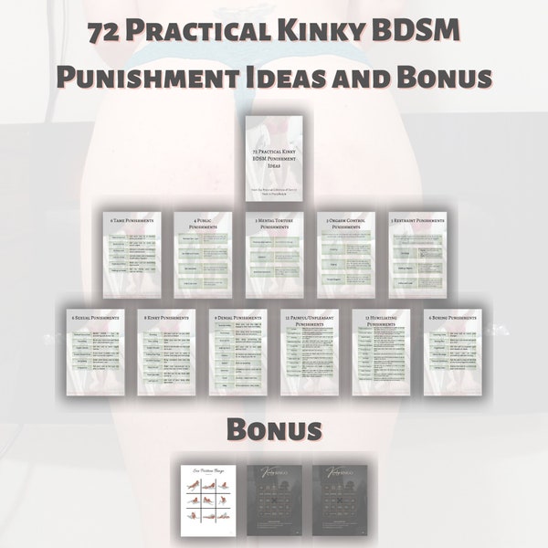 72 Kinky BDSM Punishment Idea Cards for Little, Submissive, Slave, Cum slut, Fucktoy for Daddy Dom, Master, Mistress, Femdom, Dominatrix
