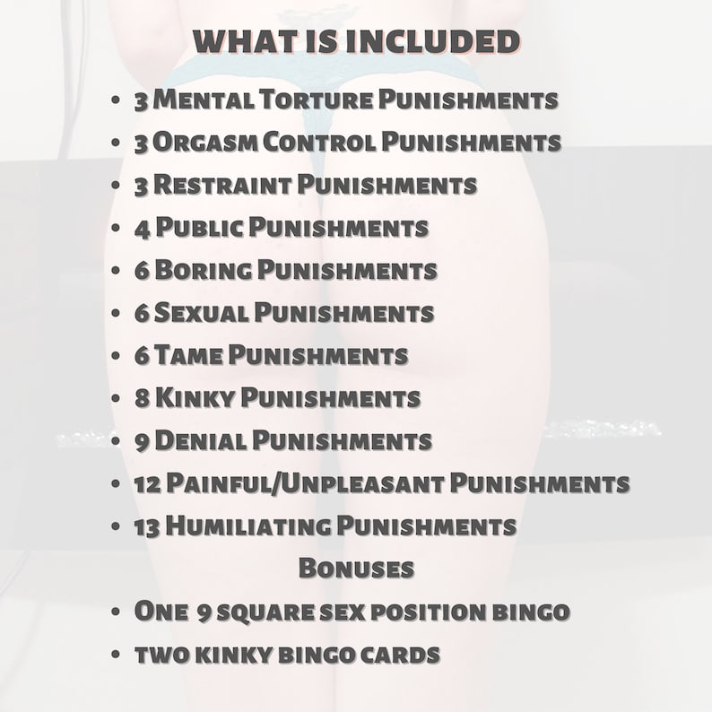 Kinky BDSM Bondage Discipline 72 Punishment Idea Cards - Submissive DDLG Little Girlfriend Wife Daddy Dom Master, Mistress Femdom Dominatrix image 3