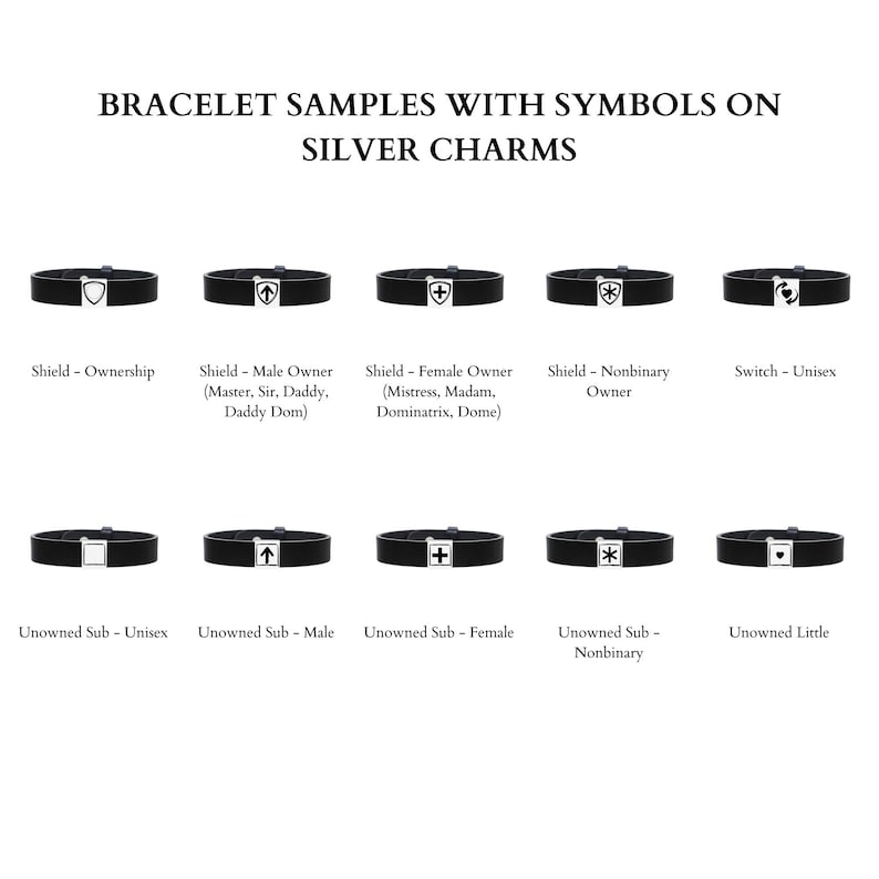 submissive dominant bracelet dom sub silver charm