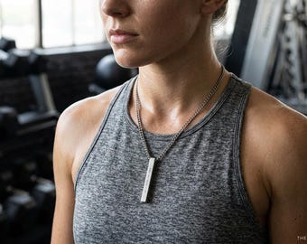 Personalized Morse Code Necklace, Hidden Secret Message Bar Pendant, Custom Engraved Discreet Day Collar Choker, Anniversary Gift for Her