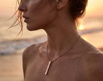 Personalized Hidden Message Choker Necklace | Morse Code Engraved Bar | Day Collar Gift for Her