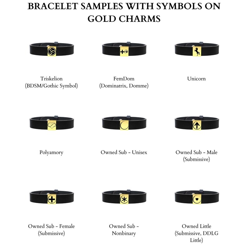 custom bdsm fetish jewelry bracelet gold charm