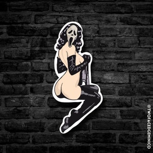 Ghost Face Pinup, Waterproof Sticker