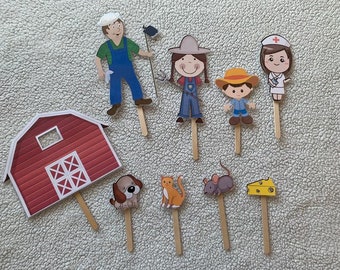 Farmer in The Dell Nursery Rhyme Feltflannel Board Story Telling Puppets Quiet Play Language and Speech Therapy