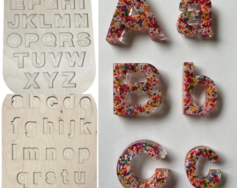 Flisat uppercase lowercase insert and resin alphabet bundle/ rainbow/ alphabet/ early education/ loose parts/ birthday sprinkle magnets