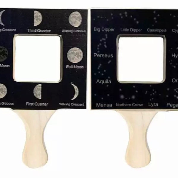 Nature guide finder, moon phase view finder, constellations finder, stars, nature guide frame, homeschooling materials, Montessori toy
