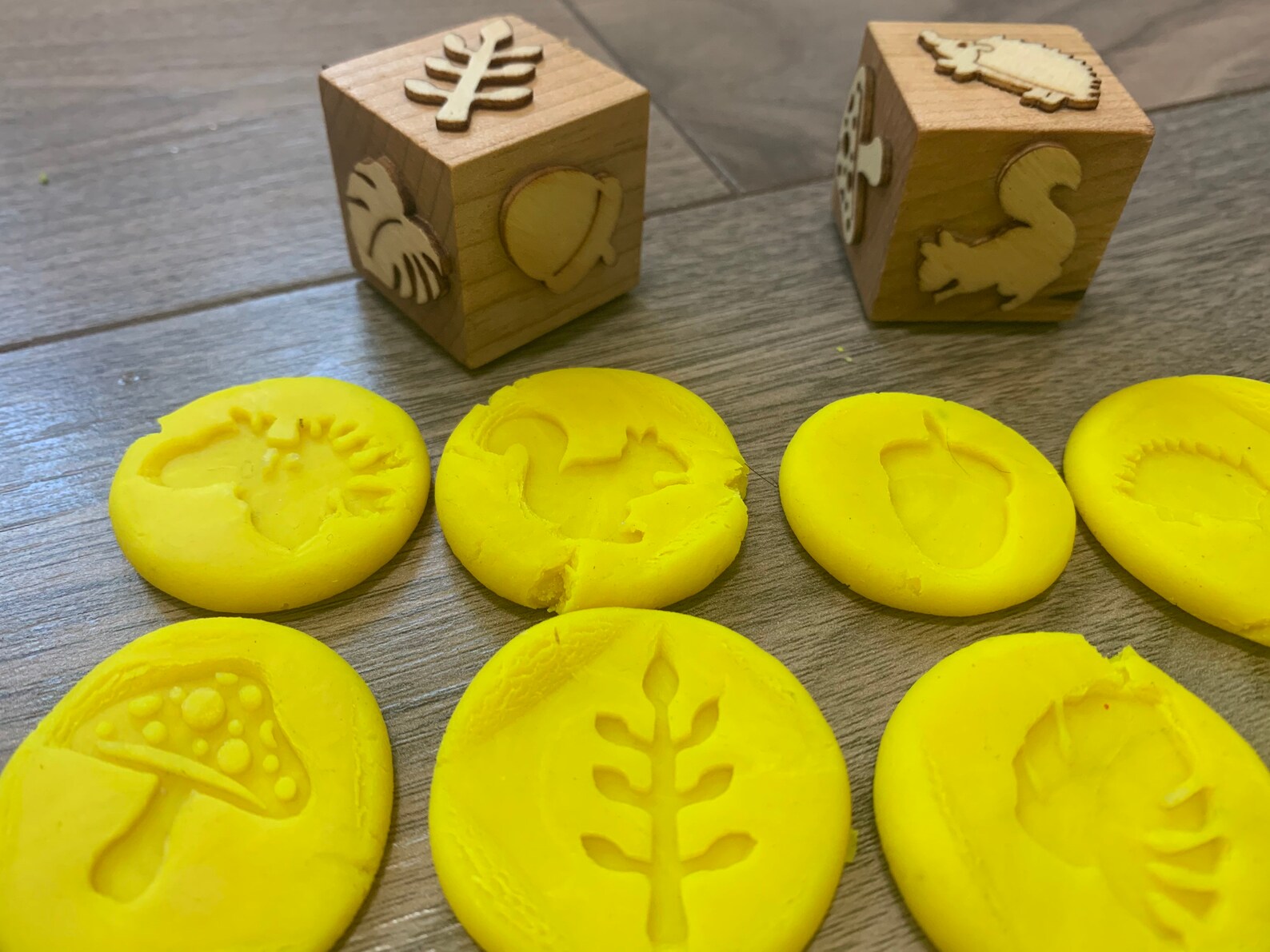 Fall Themed/ Wooden Play Doh Stamps/ Wooden Stampers Etsy