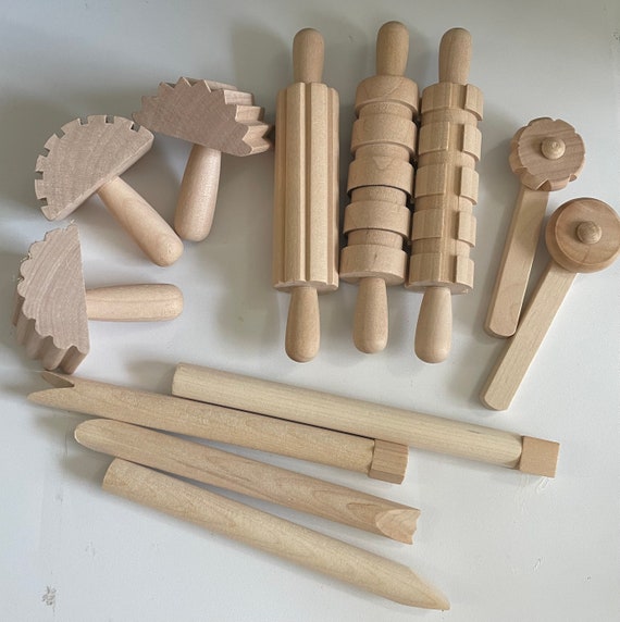 Juego de 12 herramientas de arcilla para plastilina de madera (no selladas)  / regalo para niños / herramientas creativas imaginativas para niños