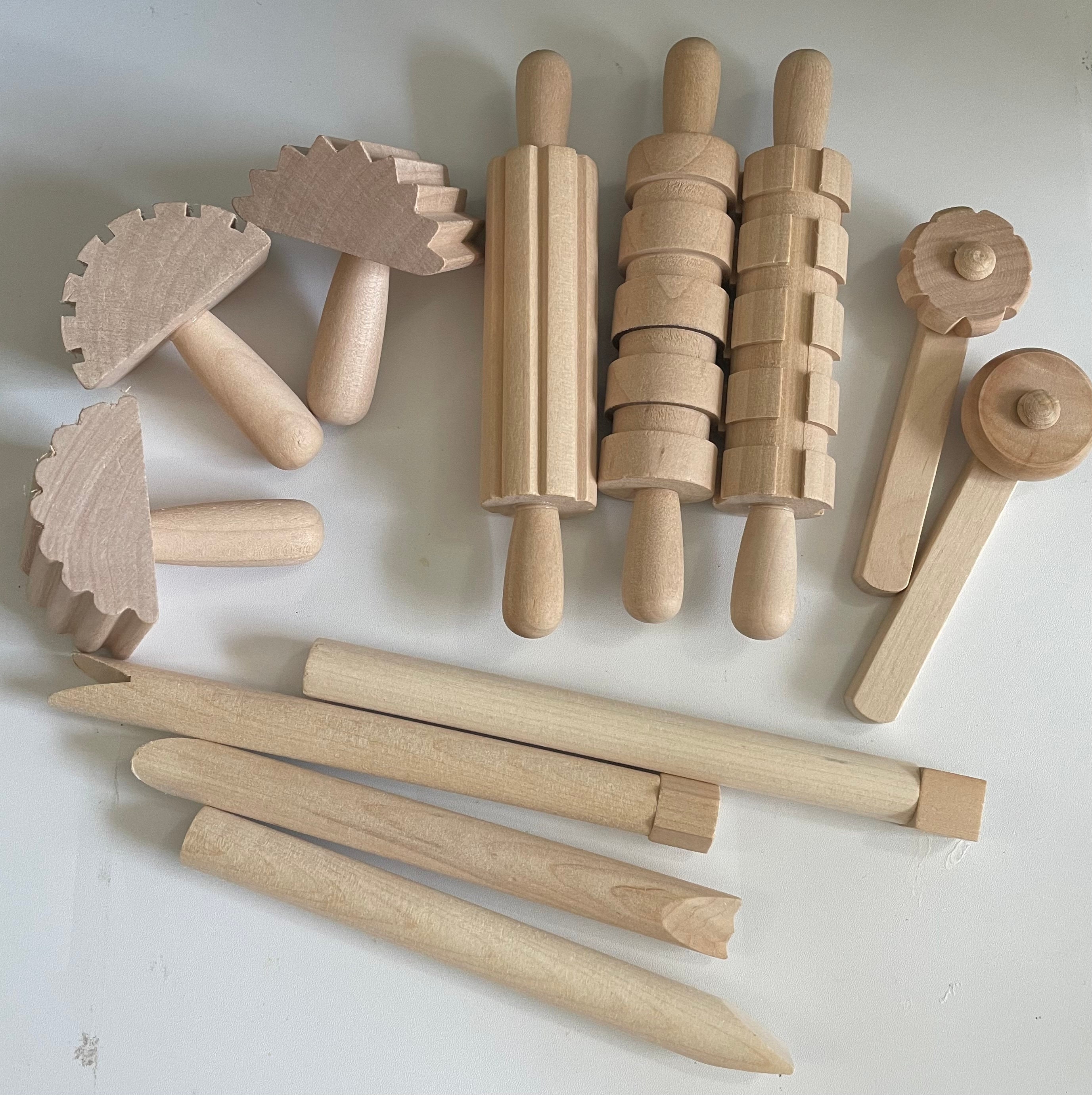 Wooden Playdough Tools, Playdough Sensory Kit, Playdough Sensory Kit,  Wooden Montessori Tray, Montessori Wooden Toys, Wooden Playdough Tools 