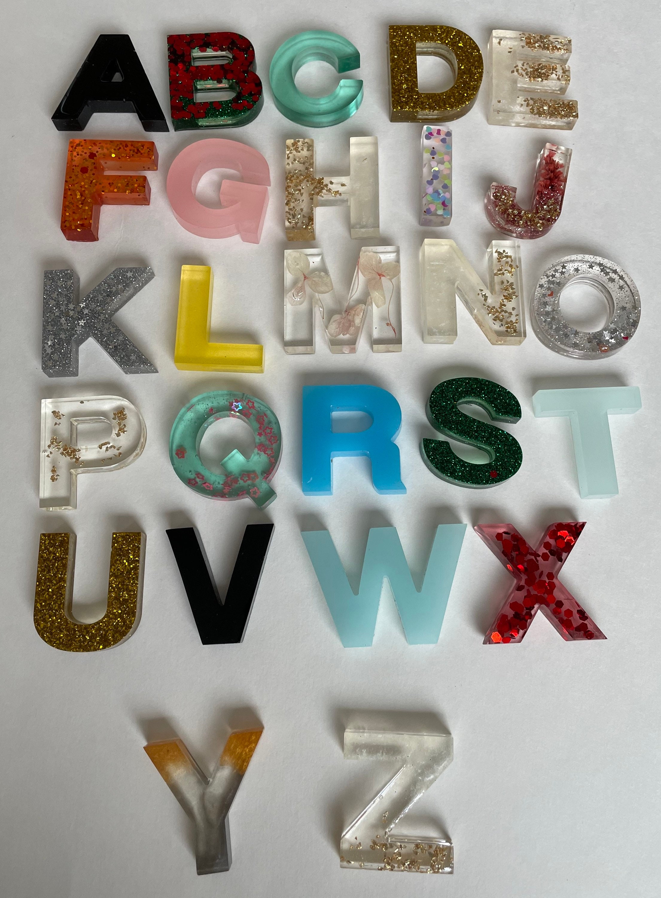 Resin Alphabets/ Glitter and Colors Mix/ Movable Alphabet/ Etsy Canada