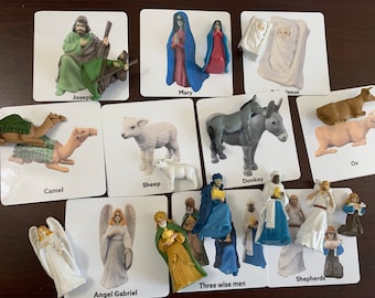 Nativity scene super toob set (safari ltd)/ Christmas gift for kids/ Montessori object to image matching activity