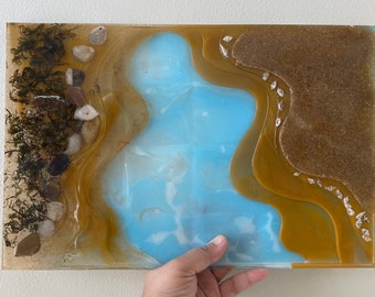 Ocean playscape/ summer spring resin loose part/ water pretend play/ river play terrain