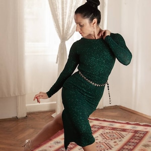 Elegant Tango Dance Dress | Handmade Latin Ballroom Performance Dress