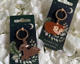 Wildlife Fox or Deer Keyring: Personalized Initial Charm