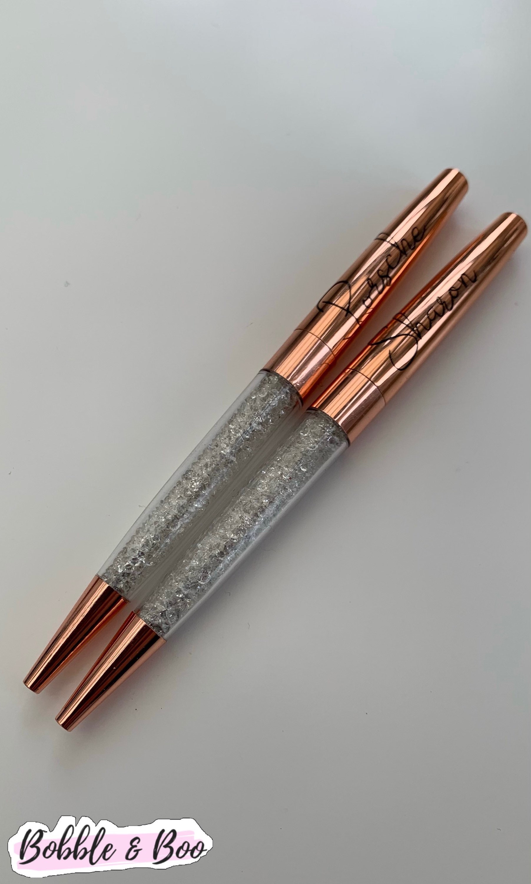 Rose gold crystal personalised pens Etsy