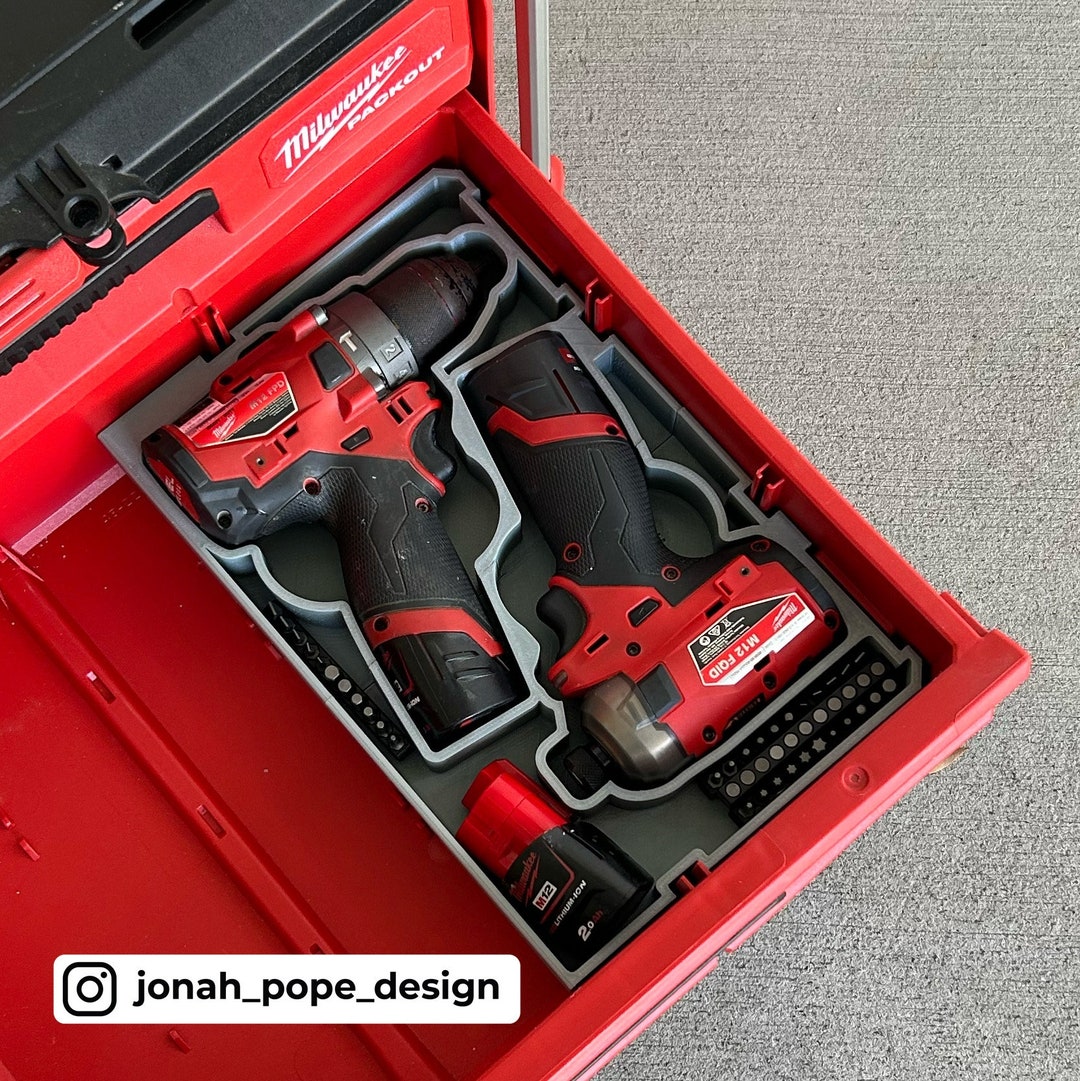 Milwaukee M12 Drill Gen 2 and Impact Surge Drawer Tray Therhinowheel