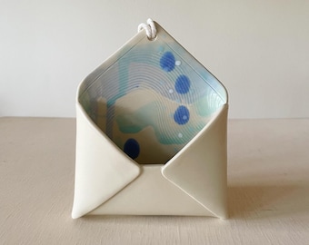 Medium Envelope Watercolor Blues with pen holder