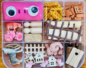 Three Little Pigs Sensory Kit: Montessori Playdough Kit for Kids