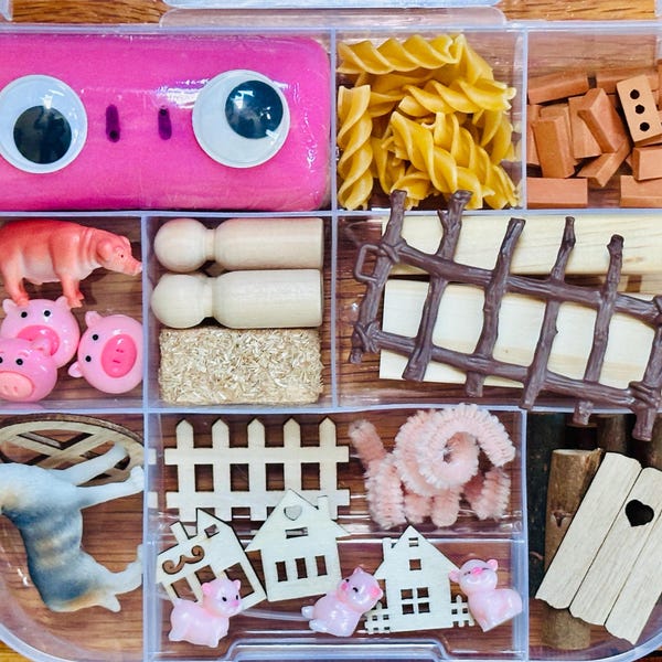Three Little Pigs Playdough Sensory Kit for Kids