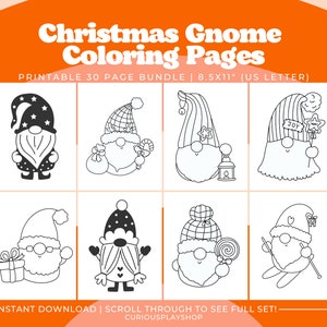 Christmas Gnome Printable Coloring Pages, Gnome Coloring Pages, Christmas Activity for Kids/Adults, Gnome Coloring Book