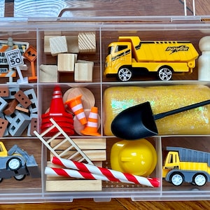 Construction Worker Sensory Kit | Montessori Builder Sensory Bin Kit, Boy&#39;s Sensory Kit, Boy’s Valentine’s Gift, Busy Box for Children