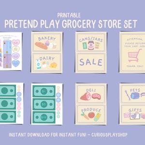 Pretend Play Printable Grocery Store Set | Kid&#39;s Pretend Play Kit, Instant Download